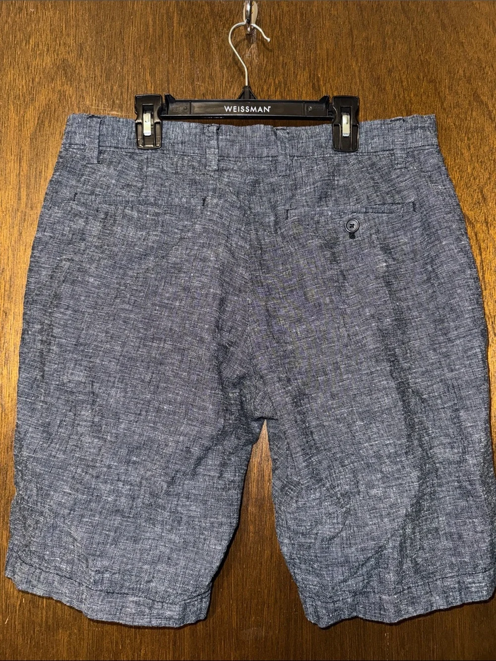 Men's Linen-Blend Casual Shorts - Blue/Gray